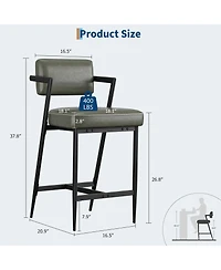 homfan 4/6/8-piece upholstered counter stools with arms, backrest, thick cushions, footrest