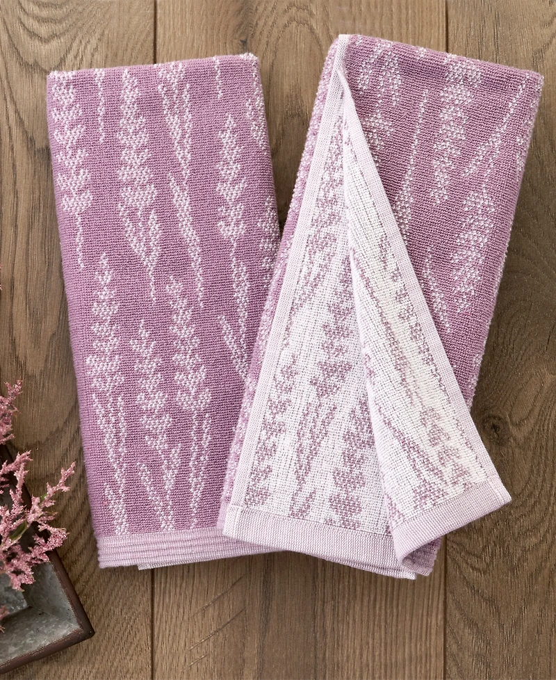 Skl Home Lavender Silhouette Jacquard Curved 2-Piece Hand Towel Set