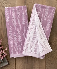 Skl Home Lavender Silhouette Jacquard Curved 2-Piece Hand Towel Set