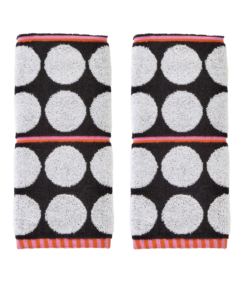 Skl Home Polka Dot Grande Jacquard Curved 2-Piece Hand Towel Set