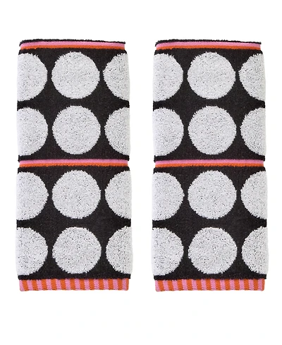 Skl Home Polka Dot Grande Jacquard Curved 2-Piece Hand Towel Set