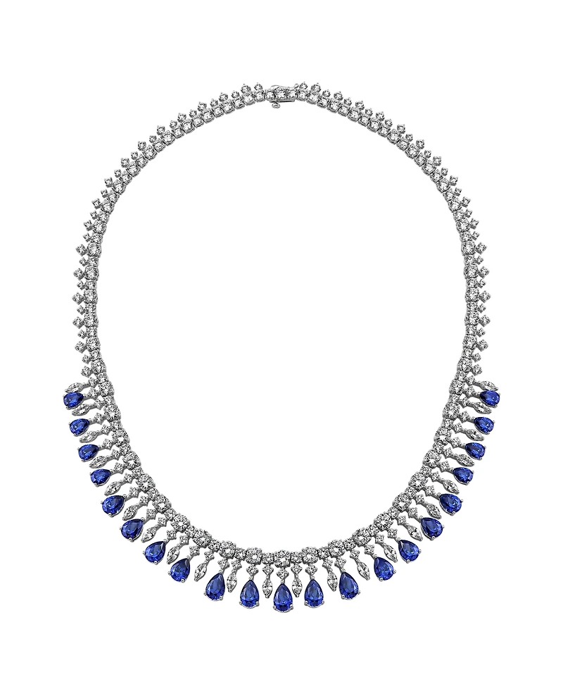 Arabella Created Sapphire & Created White Sapphire Necklace in Sterling Silver