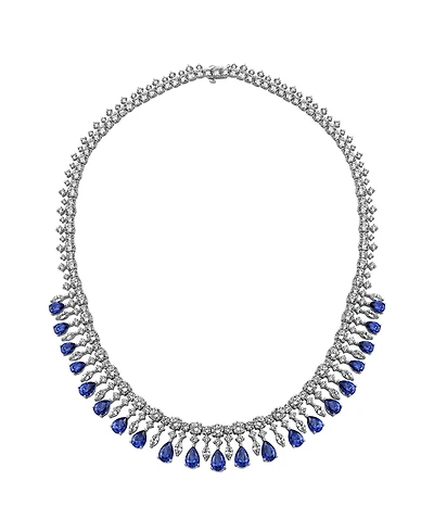 Arabella Created Sapphire & Created White Sapphire Necklace in Sterling Silver