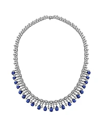 Arabella Created Sapphire & Created White Sapphire Necklace in Sterling Silver