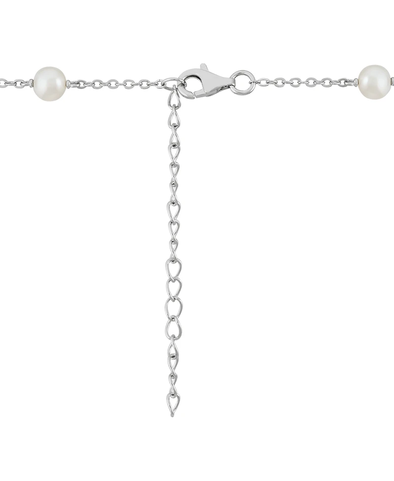 Arabella Cultured Freshwater Pearl (5-5.5mm) & White Cubic Zirconia (2-3/4 ct. t.w.) Necklace in Sterling Silver