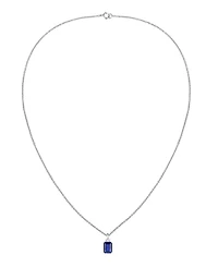 Macy's Lab-Grown Sapphire (1-3/4 ct. t.w.) & Lab-Grown White Sapphire (1/10 ct. t.w.) Pendant Necklace in Sterling Silver