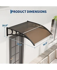 gaomon 40inch x40inch Window Awning Canopy Exterior, Polycarbonate Cover, for Door Entrance