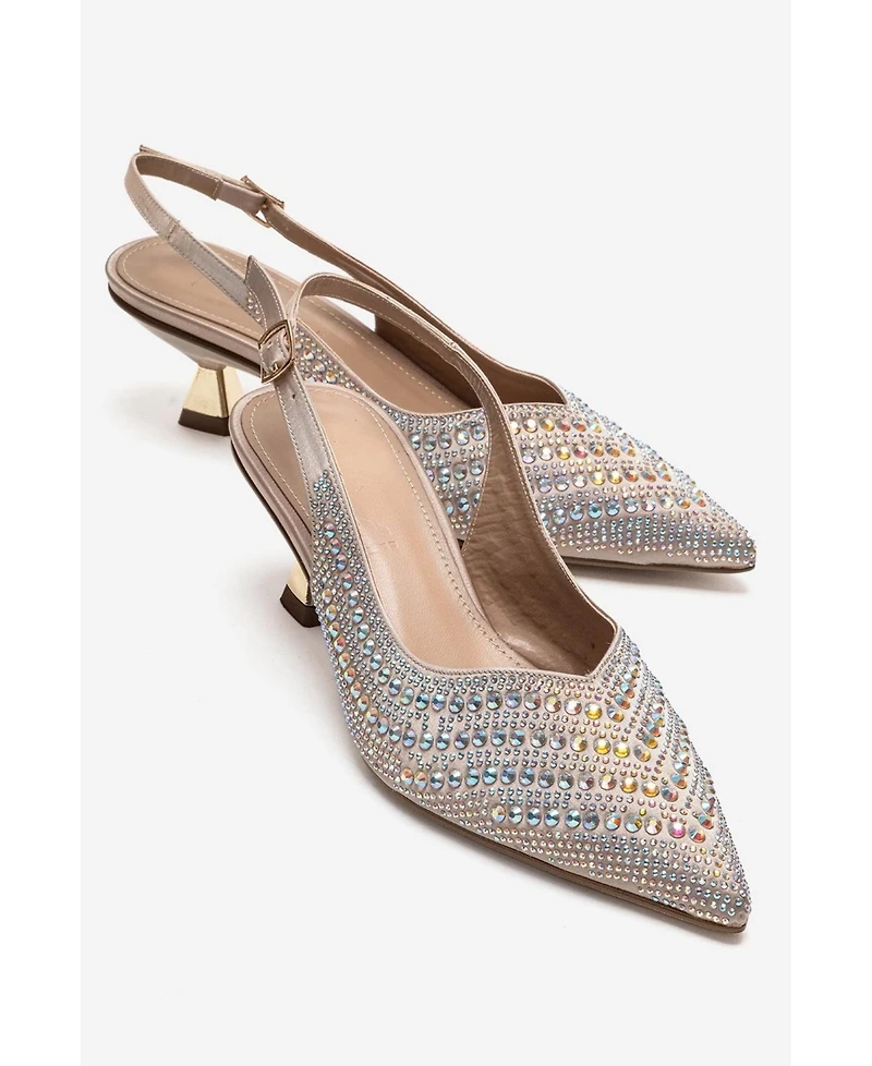 Prologue Shoes Women's Royale Embellished Kitten Heel Pump