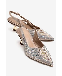 Prologue Shoes Women's Royale Embellished Kitten Heel Pump