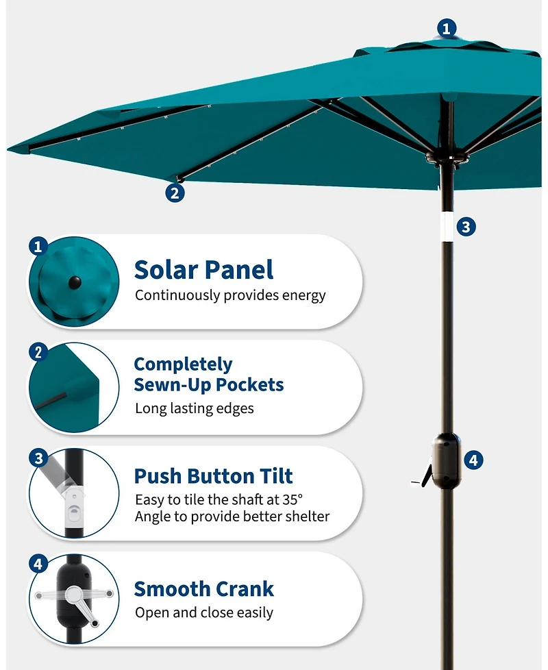 gaomon 10feet Outdoor Patio Umbrella, Table Umbrella with Solar Lights for Yard, Deck