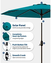 gaomon 10feet Outdoor Patio Umbrella, Table Umbrella with Solar Lights for Yard, Deck