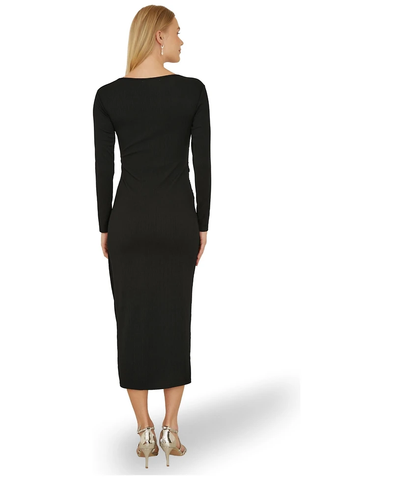 Yumi Women's Midi Fitted Stretch Dress