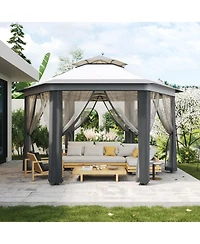 gaomon 13' x 13' Hexagonal Pop Up Gazebo Canopy Shelter For Backyard, Garden, Lawn
