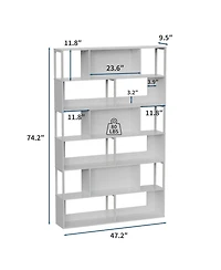 gaomon Modern 6-Tier Geometric Standing Bookshelf, Bookcase for Living Room Storage