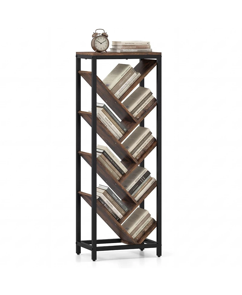 Costway Tree Bookshelf 9-Tier Freestanding Bookcase Corner Narrow Display Shelf for Home