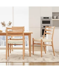 Clihome Mid Century Modern Woven Rope Seat Dining Chairs Set of 2