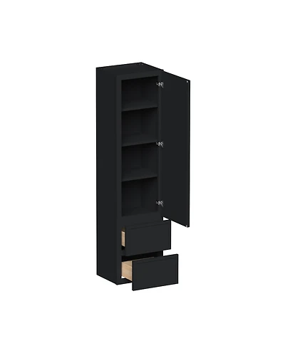 Boyel Living Counter Linen Cabinet, Ready to Assemble Kitchen Cabinet with Solid Wood Frame, Soft-Close Slides and Hinges