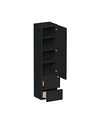 Boyel Living Counter Linen Cabinet, Ready to Assemble Kitchen Cabinet with Solid Wood Frame, Soft-Close Slides and Hinges