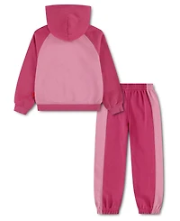 Jordan Girls' 4-6X Color-Block Fleece Hooded Sweatshirt and Jogger, 2-Piece Set