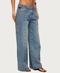 Edikted Women's Buttoned Waist Low Rise Baggy Jeans
