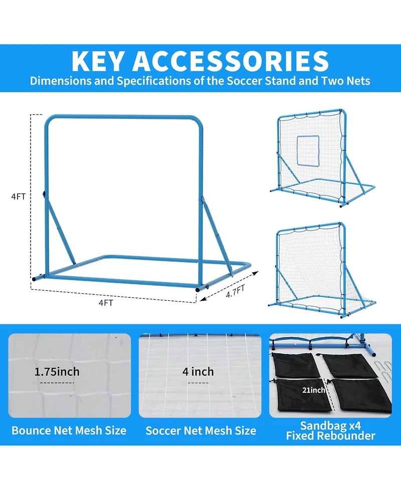 Xo Dual Mode Soccer Goal and Rebounder Net, Adjustable Angle Training Net, Portable Soccer Practice Equipment for Backyard