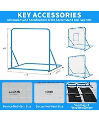 Xo Dual Mode Soccer Goal and Rebounder Net, Adjustable Angle Training Net, Portable Soccer Practice Equipment for Backyard