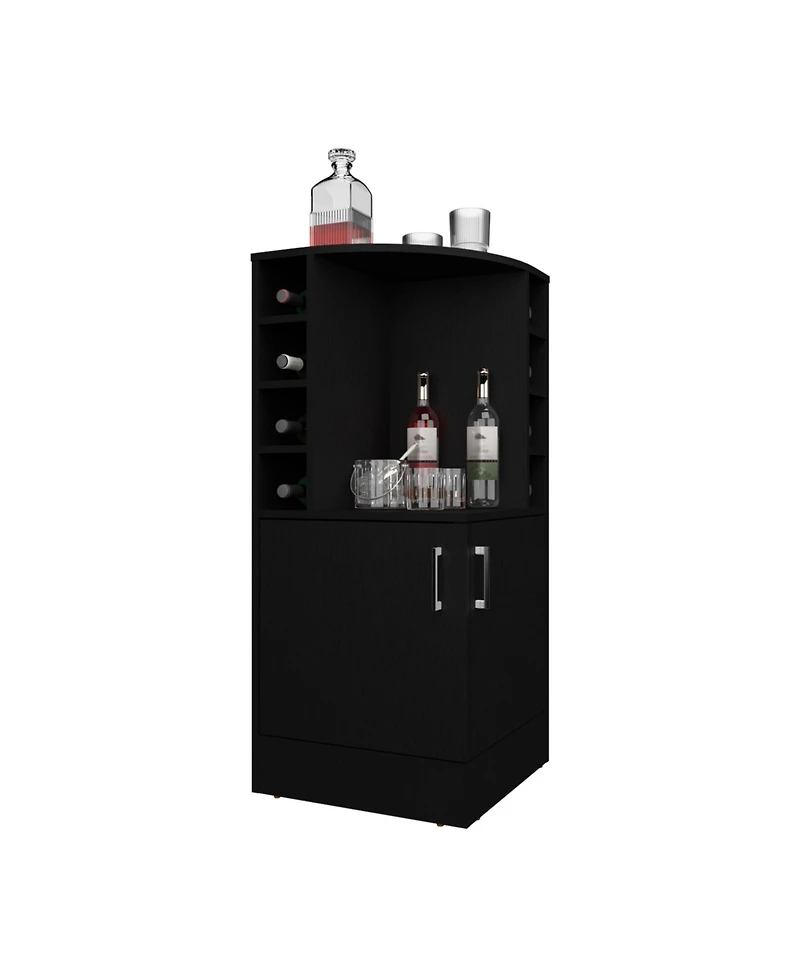 Flynama 2-Door Bar Cabinet with 8 Wine Bottle Compartments, Compact Freestanding Home Bar Storage