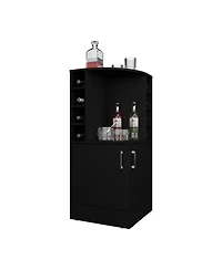 Flynama 2-Door Bar Cabinet with 8 Wine Bottle Compartments, Compact Freestanding Home Bar Storage
