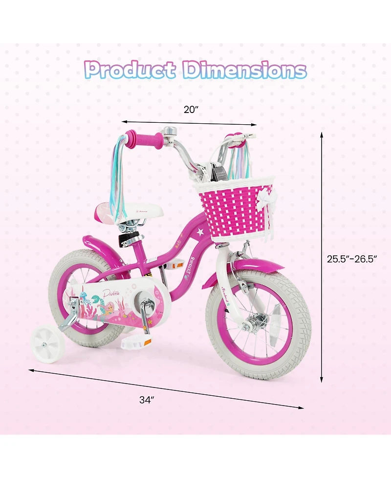 Gymax Kids Bike Training Wheels Hand Coaster Brakes Adjustable Seat Handlebar