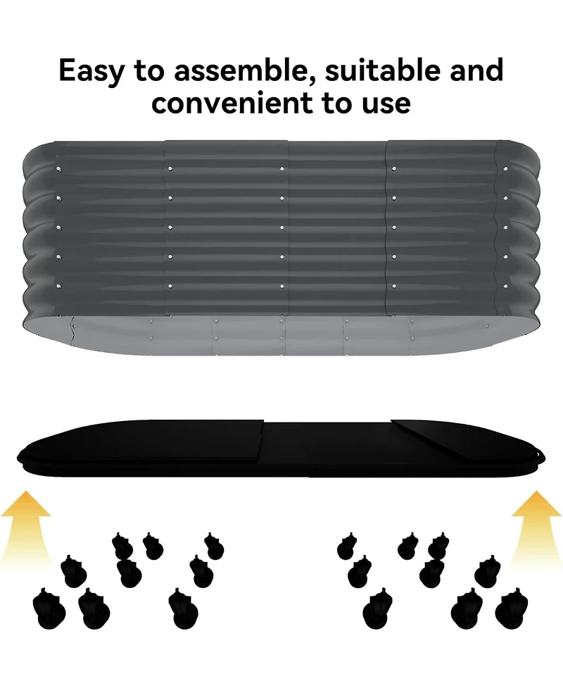 Xo 94x24x20in Self-Watering Raised Garden Bed, Metal Planter Box with Wheels and Water Reservoir for Outdoor Patio Garden