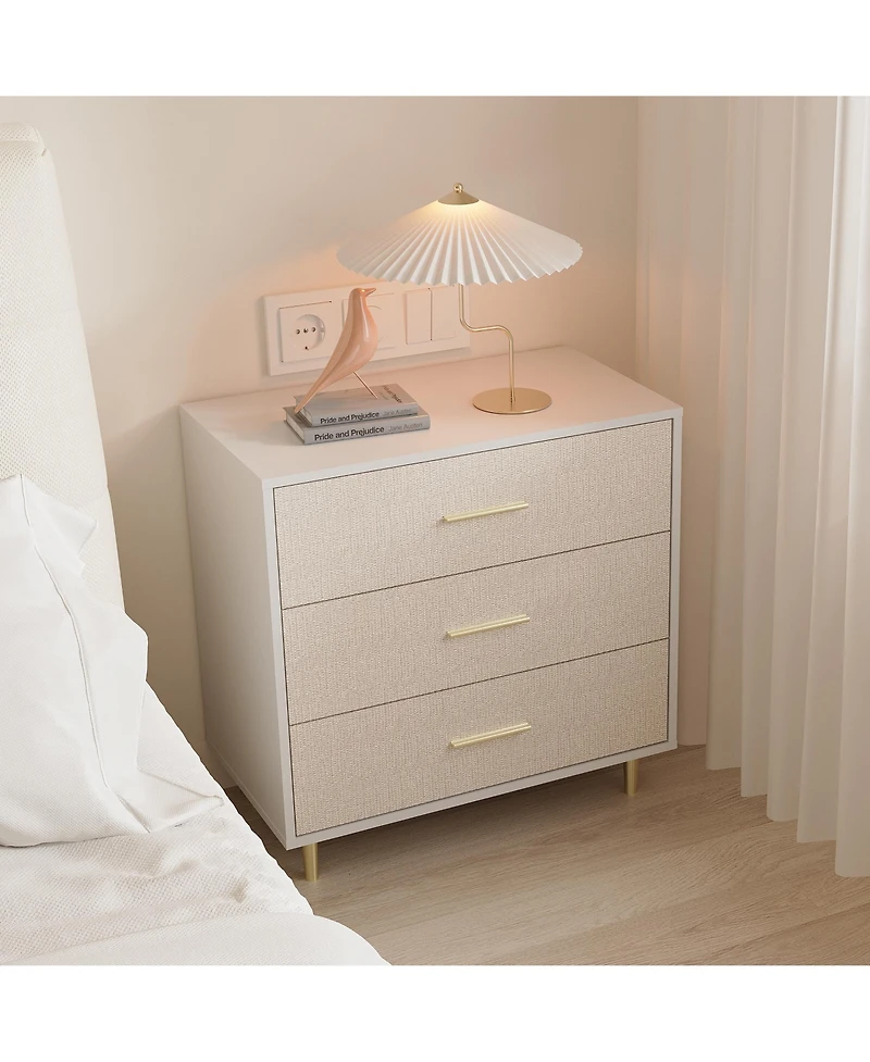 homfan Modern 3-Drawer Dresser, Accent Storage Chest with Handles and Metal Legs for Bedroom, Living Room, or Entryway