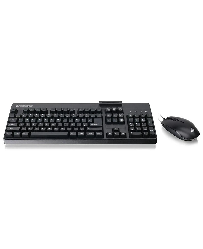 Iogear 104-Key Keyboard with Built-In Common Access Card Reader and 3-Button Mouse Combo, Taa Compliant