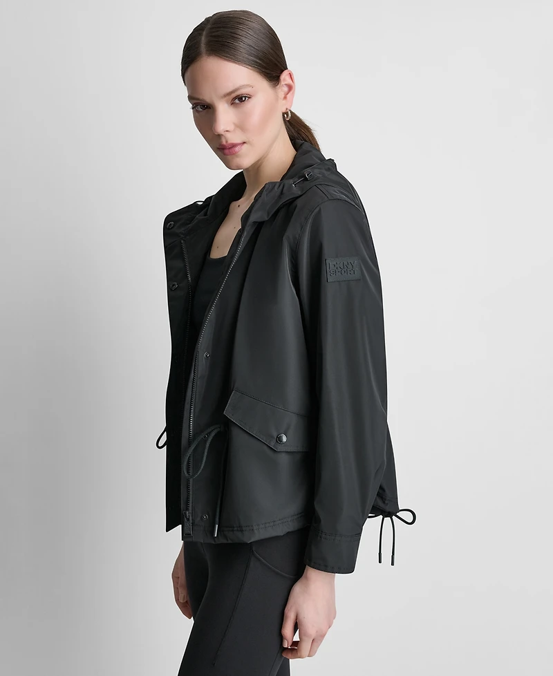 Dkny Sport Women's Cropped High-Low Hooded Jacket