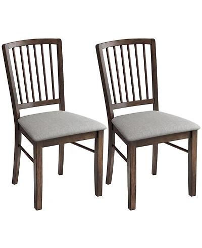 Homcom Upholste Dining Chairs Set of 2 with Solid Wood Legs
