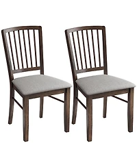 Homcom Upholste Dining Chairs Set of 2 with Solid Wood Legs