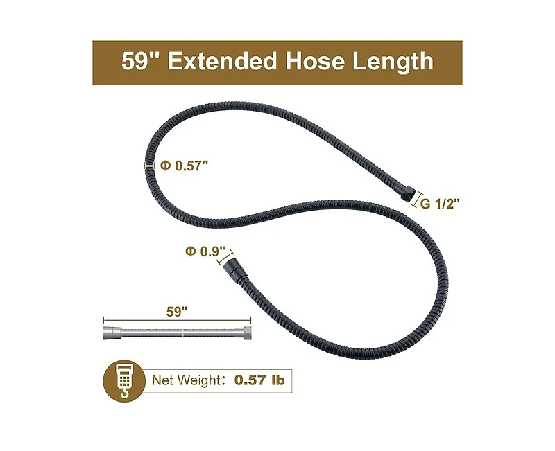 Casainc Extra Long Stainless Steel Shower Hose with Pvc Coating, Brass Flat Insert