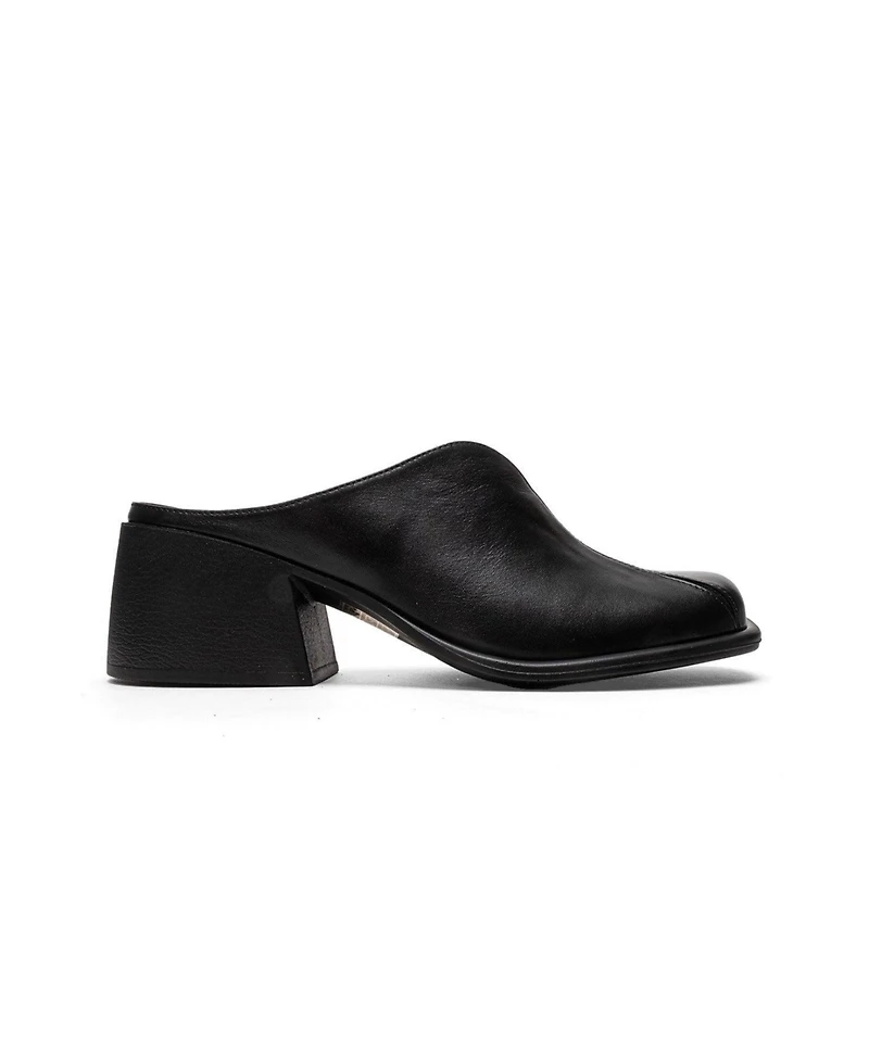 Forever & Always Shoes Women's Ardent Leather Block Heel Mule