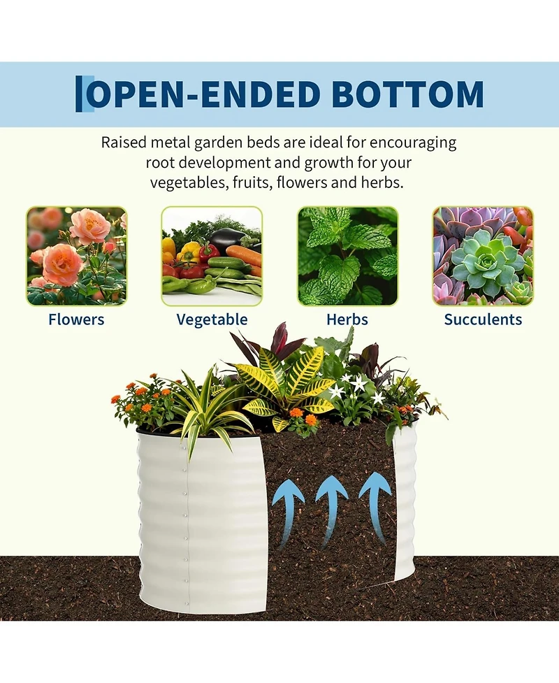 Xo 2-Pack 4x2x2FT Galvanized Raised Garden Bed, Metal Planter Boxes for Vegetables Flowers Herbs, Rust-Resistant Outdoor Garden Beds