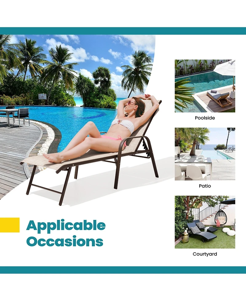 Pellebant 2-Piece Outdoor Patio Aluminum Adjustable Chaise Lounge Chairs