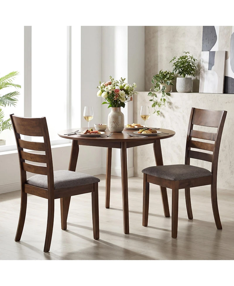 Costway Wooden Dining Chairs with Rubber Wood Frame, Curved Slatted Backrest Dark