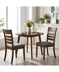 Costway Wooden Dining Chairs with Rubber Wood Frame, Curved Slatted Backrest Dark