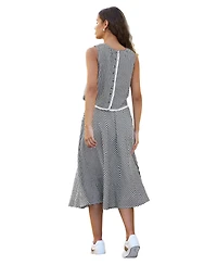 Yumi Women's Gingham Cotton Midi Skirt