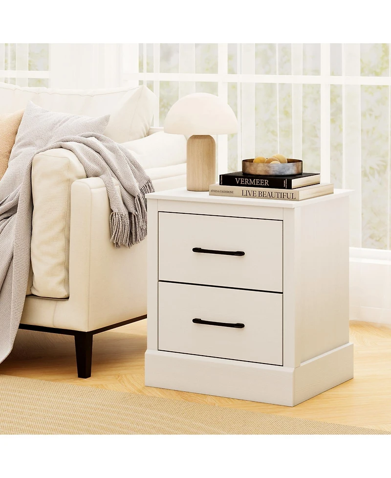 Gymax Set Of 2 18.5'' Farmhouse Nightstand with 2 Drawers Compact Size End Table Living Room