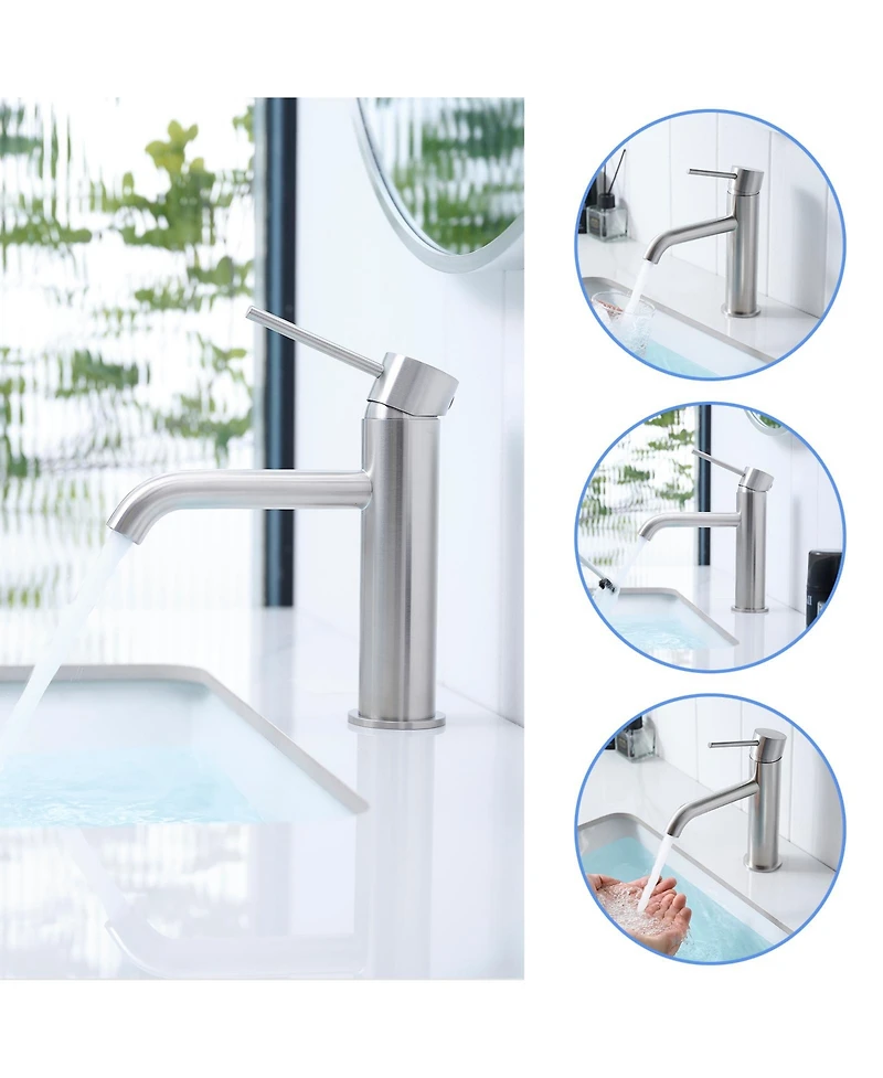 Midola Brushed Nickel Bathroom Faucet Brushed Faucet for Bathroom Sink, Single Hole Bathroom Faucet Modern Single Handle Vanity Basin Faucet