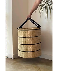 Mbare, Natural Horizontal Stripe Laundry Hamper