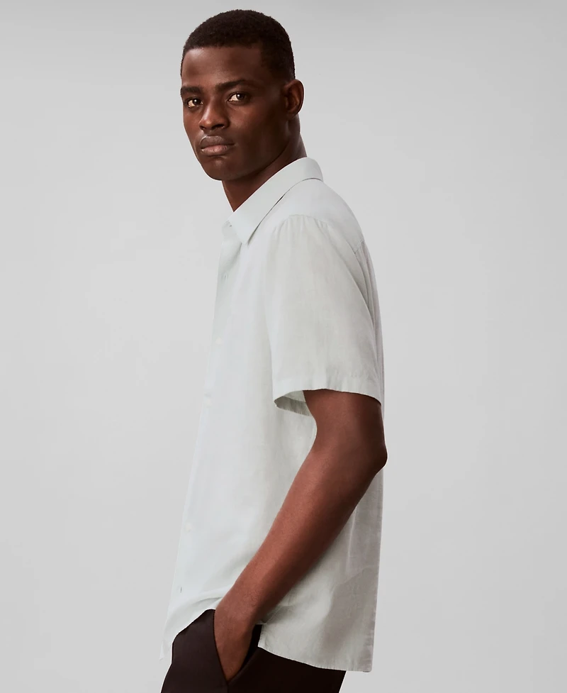 Calvin Klein Men's Linen-Blend Classic Button-Down Shirt