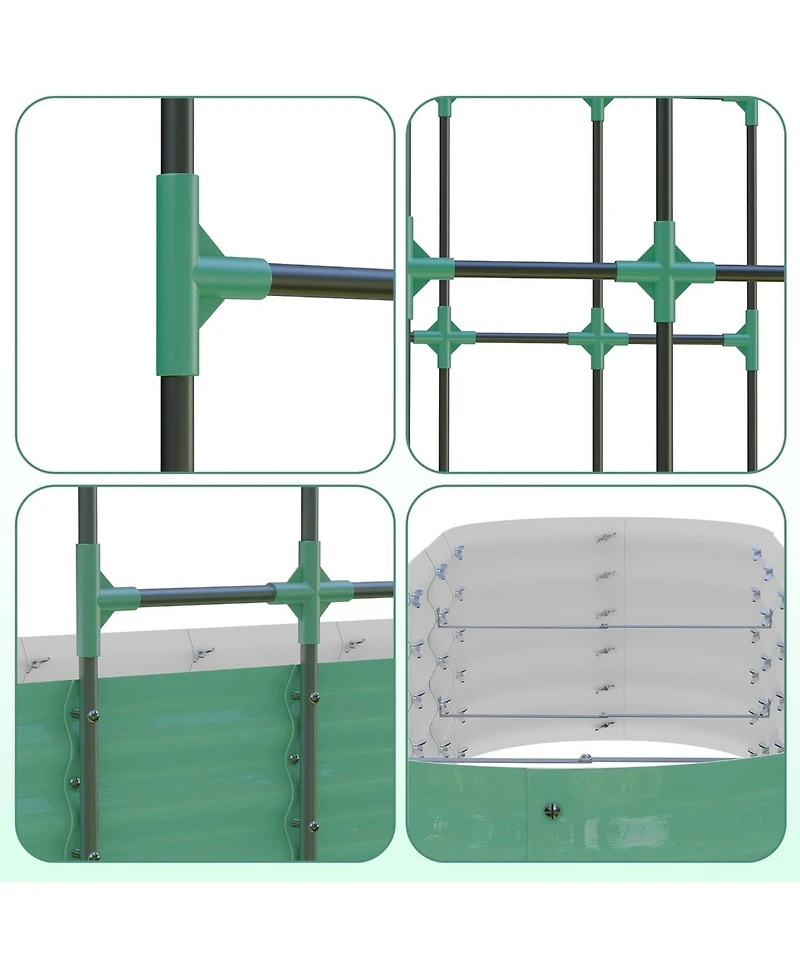 Xo 96" Raised Garden Bed with Arch Trellis, Expandable Metal Planter Box with Clips and Drainage Net, Outdoor Garden Bed