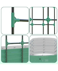 Xo 96" Raised Garden Bed with Arch Trellis, Expandable Metal Planter Box with Clips and Drainage Net, Outdoor Garden Bed