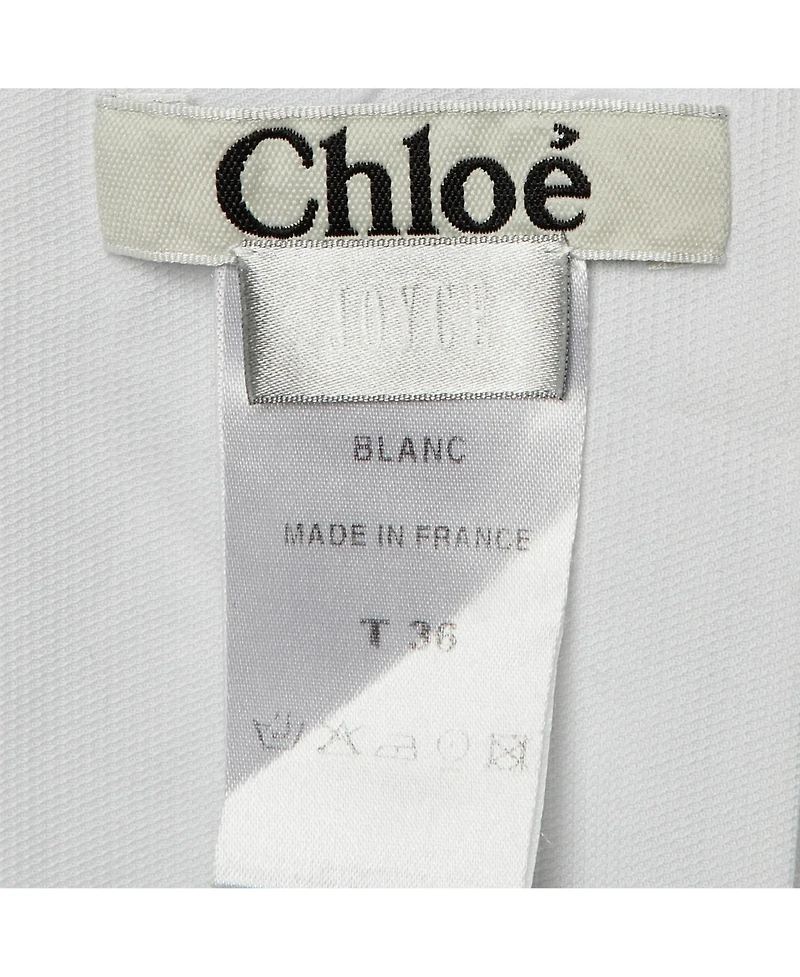 Pre-Owned Chloe Women's Cotton Ruffled Bead-Button Blouse