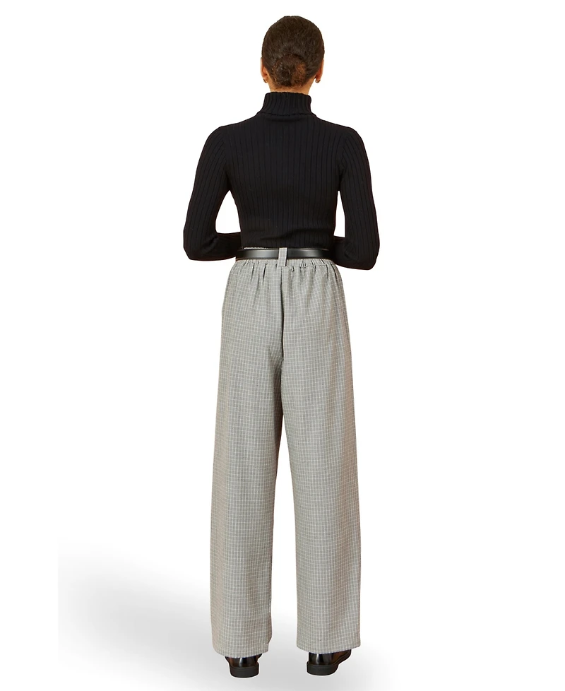 Yumi Women's Check Wide Leg Trousers